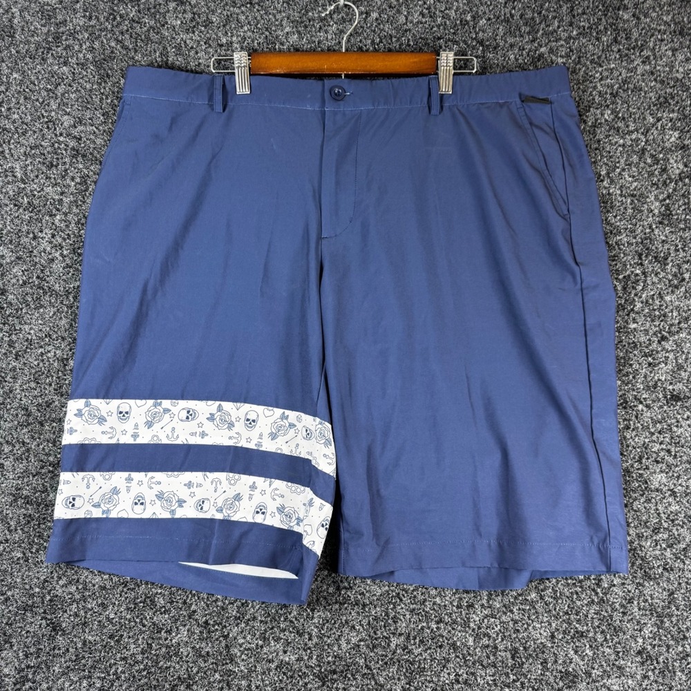 Tattoo Golf Performance Shorts Mens 42 Navy Blue Skull Graphic Stretch Golfing